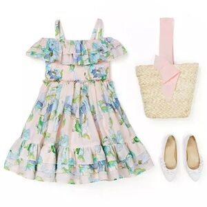 Janie and jack Tiered Floral Cold Shoulder Dress size 6-12m